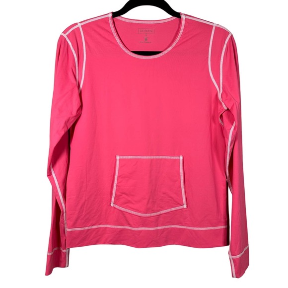 Athleta Medium Summer Shade Bright‎ Pink Rash Guard Long Sleeve Top - Picture 1 of 4